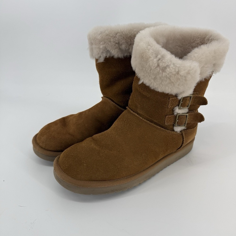 Kookaburra By Uggs Woman's Size 10 Fur And Buckles On The Side Suede Snow Boots